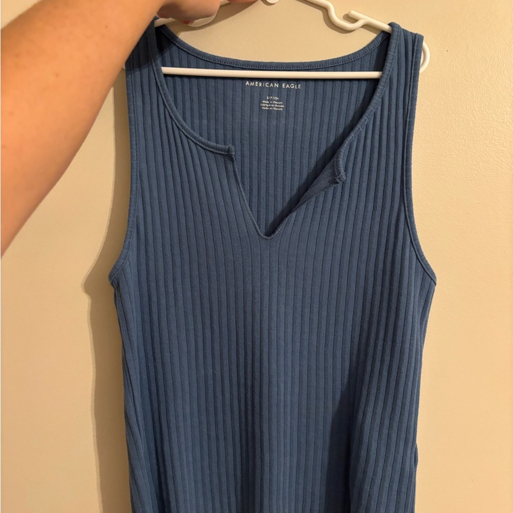 American Eagle Outfitters Blue Ribbed Tank Top